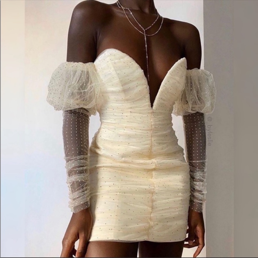 RARE HOUSE OF CB 'Milana' Ivory Crystal and Tulle dress NWOT - Picture 10 of 13